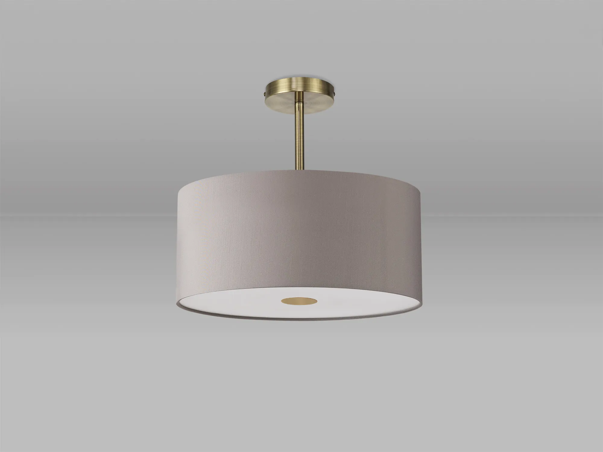 Baymont 40cm Semi Flush Flush 5 Light Antique Brass, Grey, Frosted Diffuser DK0502  Deco Baymont AB GR